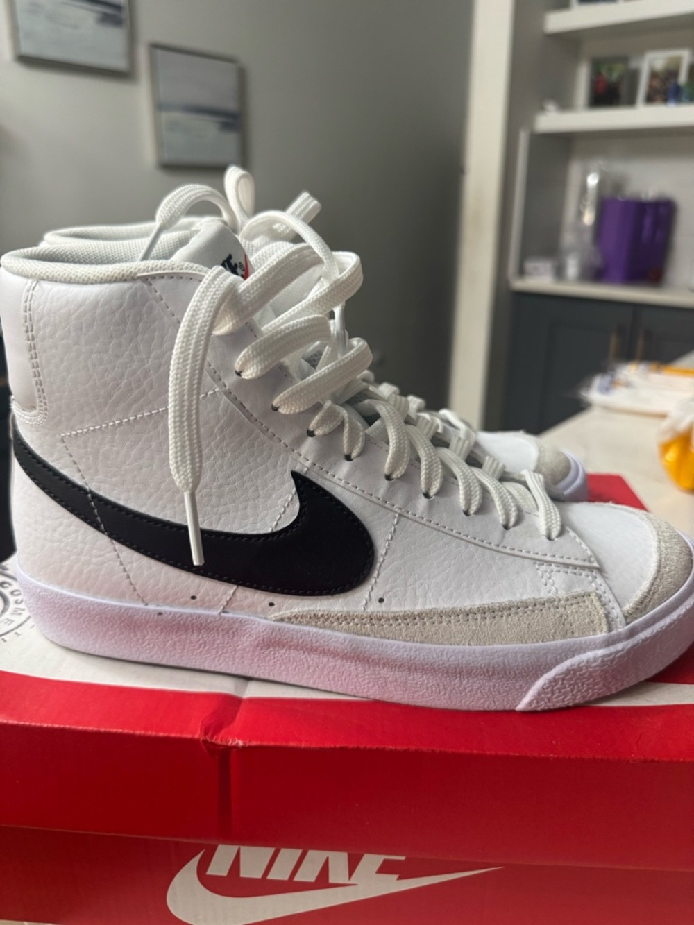 Nike High-Top Blazer with White Upper and Black Swoosh